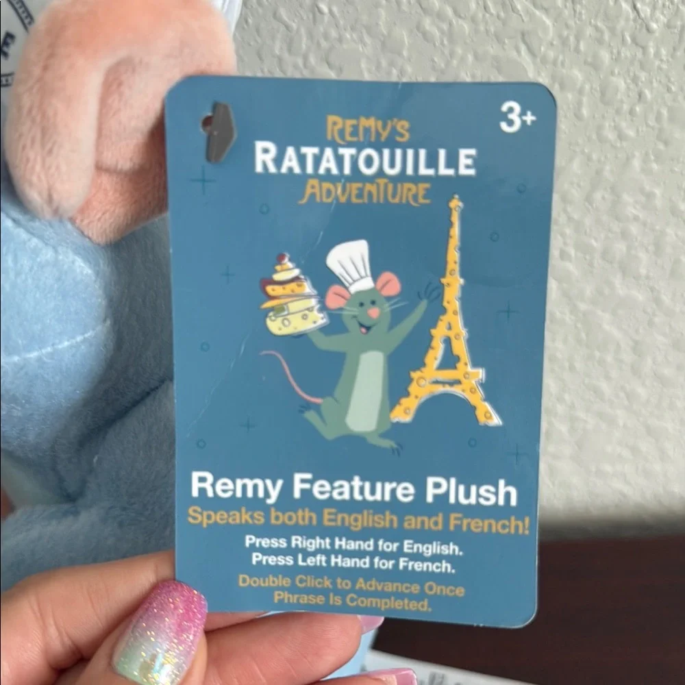 Disney Light Blue and Peach Ratatouille Plush Remy speaks English and French - Picture 7 of 8
